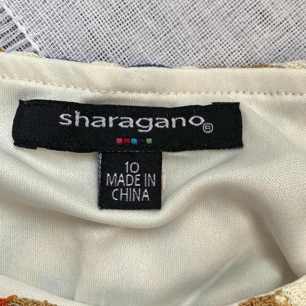 Sharagano crochet NWOT shortsleeved dress in earth tones. - Picture 5 of 17
